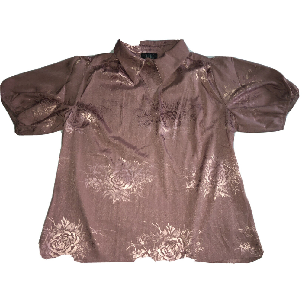 The Moon Women’s Collar Pink Puffy Sleeve Top Blouse  Size L